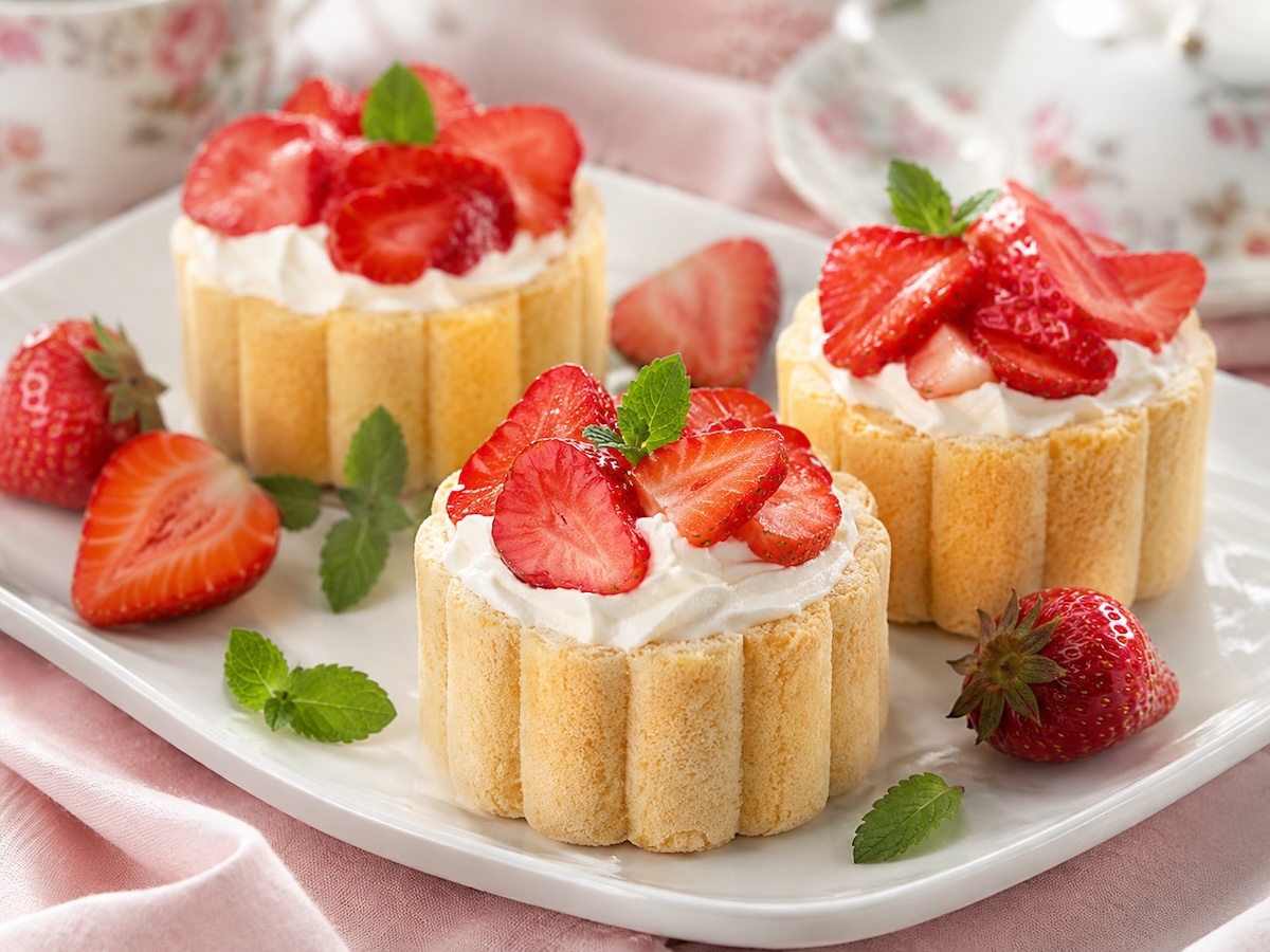 Strawberry and cream mini shortbread cakes Strawberry and cream mini shortbread cakes